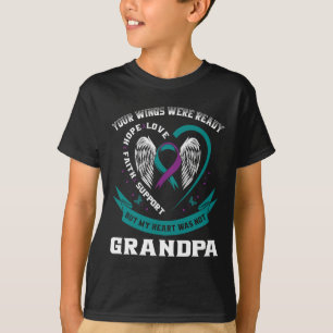 Camiseta Teal Purple Ribbon Wing Suicídio Preventi