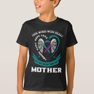 Camiseta Teal Purple Ribbon Wings Sensibilização para o Sui
