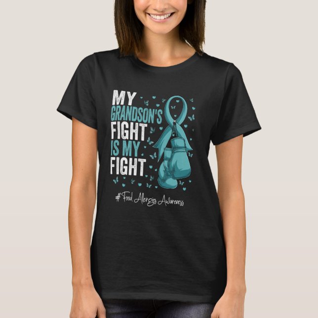 Camiseta Téal Ribbon Comida Neto Alergia Consciência (Frente)
