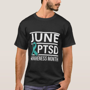 Camiseta Teal Ribbon June Ptsd Awarness Mês