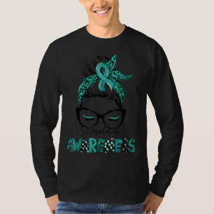 Camiseta Teal Ribbon Messaging Hair Bun Scleroderma Sensibi