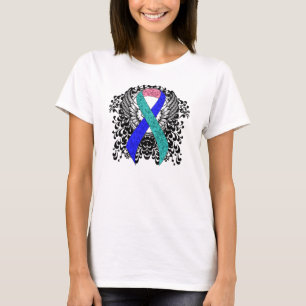 Camiseta Teal/Rosa/Fita Azul com Asas
