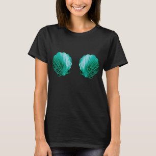 Camiseta Teal Sea Shell Mermaid Bra Halloween