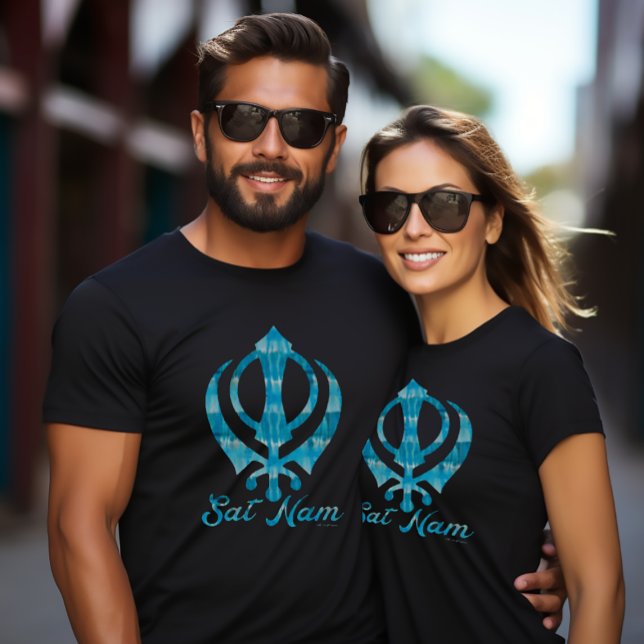 Camiseta Teal Tie Dye Khanda Sikh Sikhism Símbolo Black (Sat Nam Tie Dye Khanda
Tee)