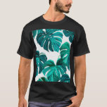 Camiseta Teal Tropical Monstera Leaf Seamless Pattern Art<br><div class="desc">Bring the lush energy of the jungle into your space with this stunning seamless pattern featuring iconic Monstera Deliciosa leaves. Designed with a sophisticated palette of teal, turquoise, and deep emerald greens, this artwork captures the intricate details and organic silhouettes of tropical flora. The high-contrast white background ensures the botanical...</div>