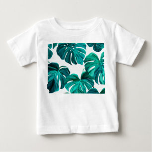 Camiseta Teal Tropical Monstera Leaf Seamless Pattern Art
