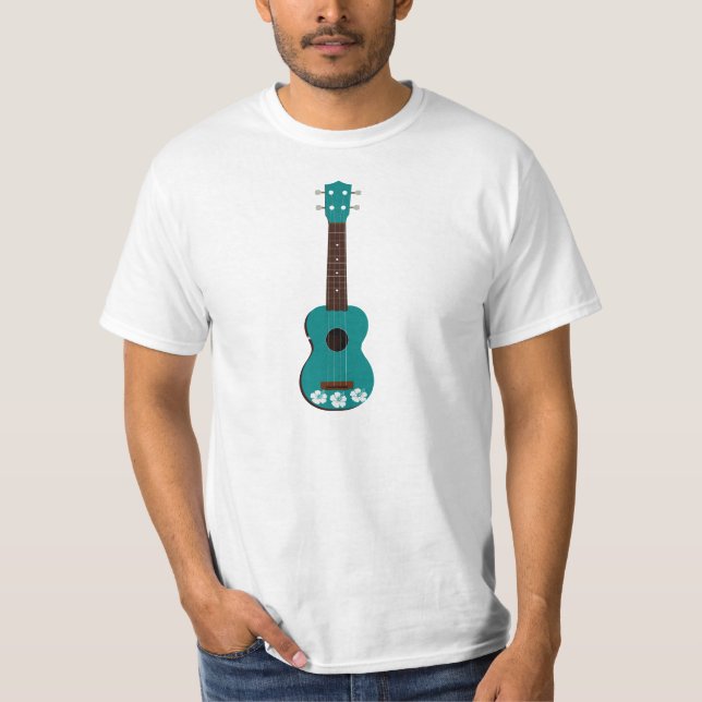 Camiseta teal ukulele hibiscus design (Frente)