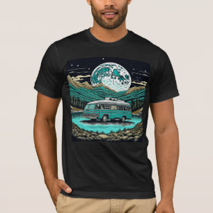 Camiseta Teal Vintage RV Camper na Montanha Retro