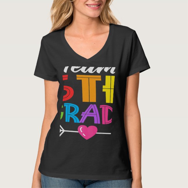 Camiseta Team 5th Grade Teacher Student Kid Back To School  (Frente)