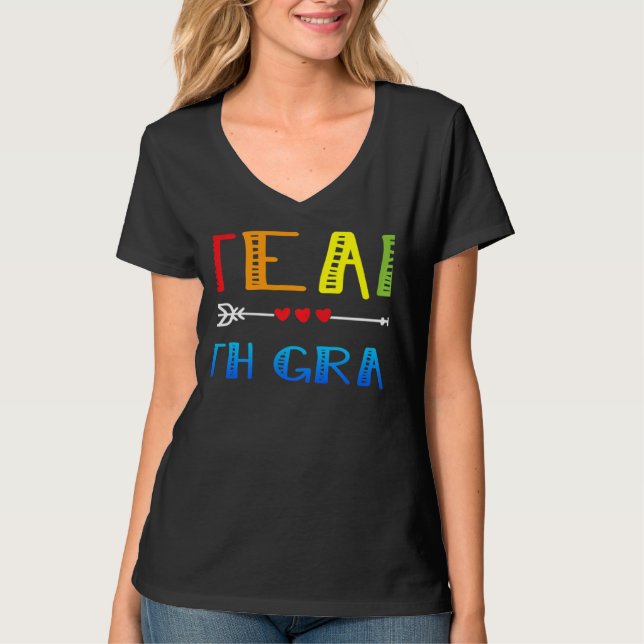 Camiseta team 7th grade heart back to school teacher cute a (Frente)