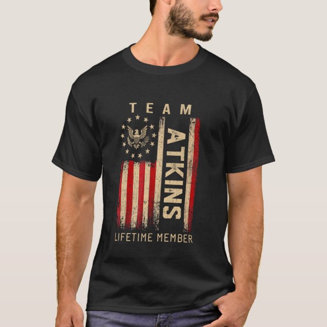 Camiseta Team ATKINS Lifetime Member American Flag (Frente)