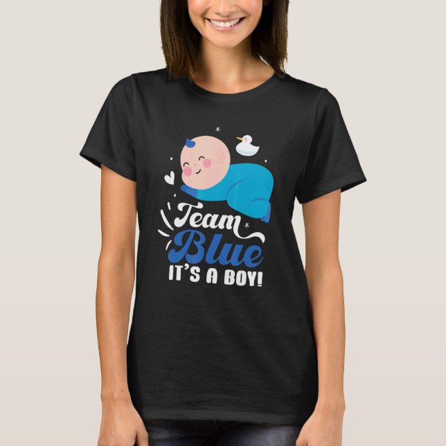 Camiseta Team Blue It's A Boy Pregnancy Baby Gender Reveal (Frente)