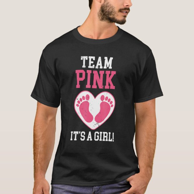 Camiseta Team Blue It's A Girl Pregnancy Foot Print Gender  (Frente)
