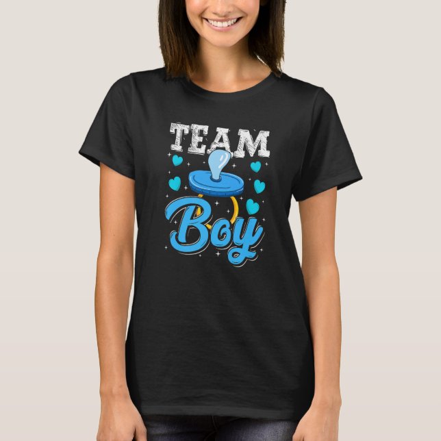 Camiseta Team Boy Gender Reveal Party Baby Shower Matching  (Frente)