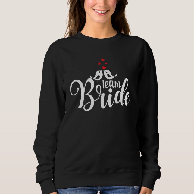 Camiseta Team Bride Cute Wedding Party With Birds And Heart (Frente)