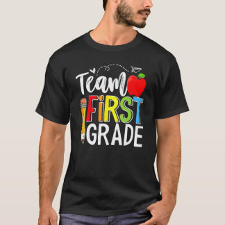 Camiseta Team First Grade Shirt Teacher Student Kids Back T