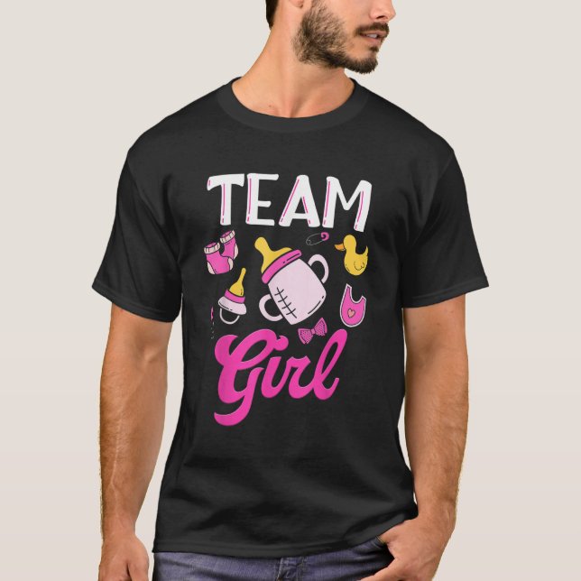 Camiseta Team Girl Gender Reveal Party Baby Shower Matching (Frente)