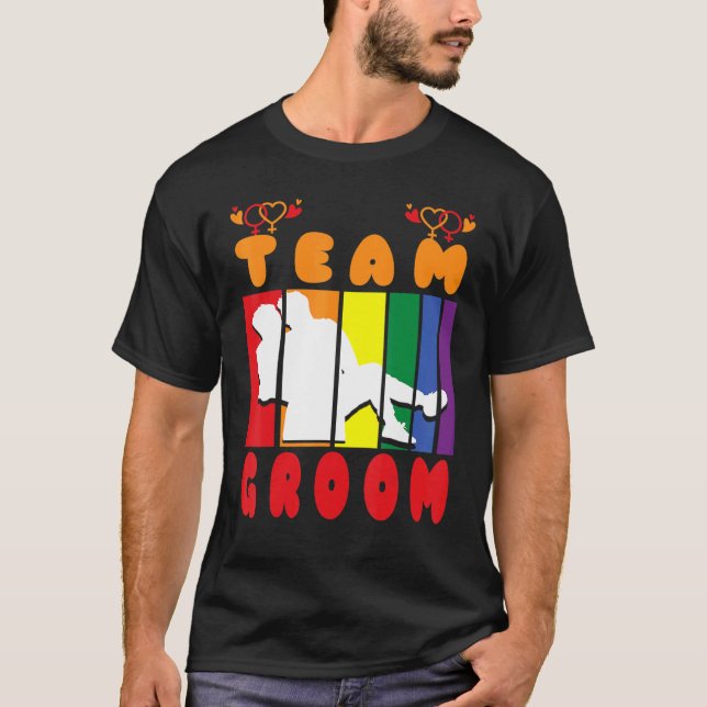 Camiseta Team Groom Husband Crew same gender love (Frente)