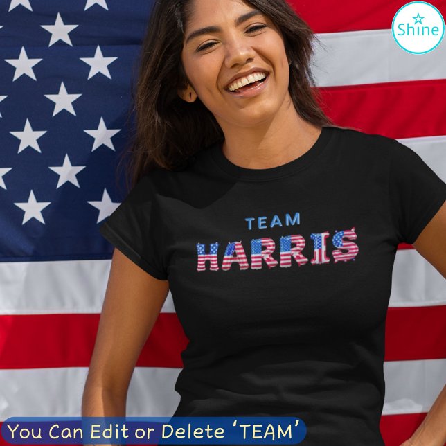 Camiseta TEAM HARRIS Kamala Harris EUA Flag Balloon Letters (Criador carregado)