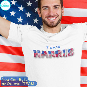 Camiseta TEAM HARRIS Kamala Harris - Letra Balão de Suporte