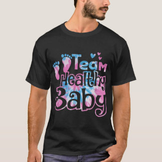 Camiseta Team Healthy Baby Gender Reveal Party Pink Or Blue