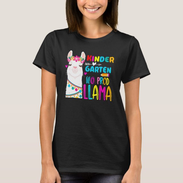 Camiseta Team Kindergarten Teacher Rainbow No Prob Llama 10 (Frente)
