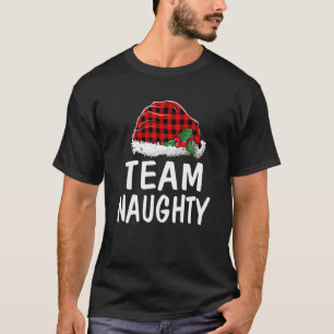 Camiseta Team Naughty Santa Red Plaid Claus Christmas Pajam