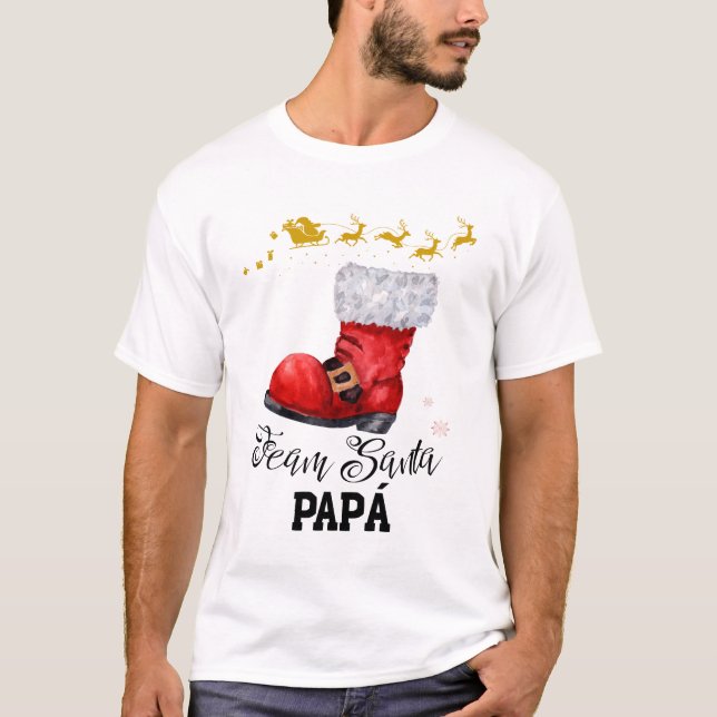 Camiseta Team Santa – Bota de Santa Claus para Papá, Diseño (Frente)