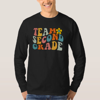 Camiseta Team Second Grade Groovy Wavy 2nd Grade Back To Sc