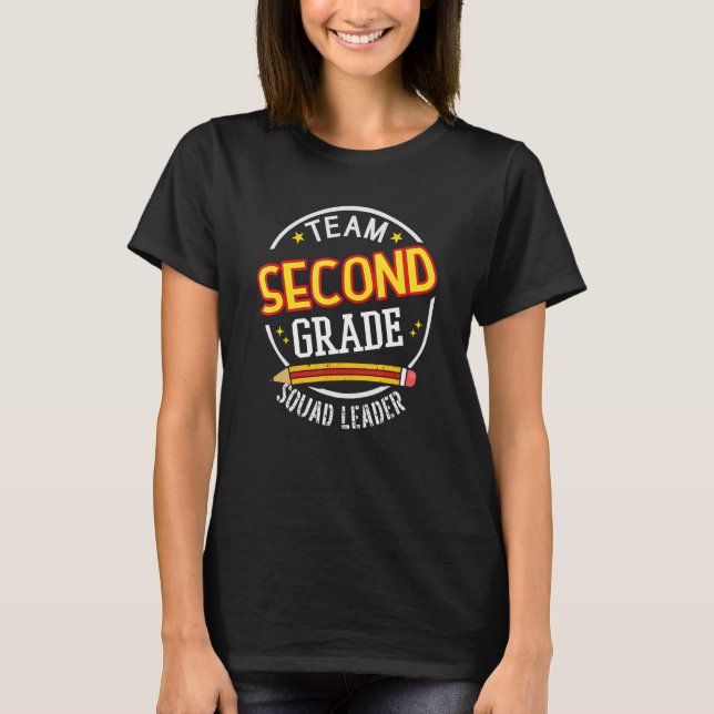 Camiseta Team Second Grade  Squad Leader  Back to School (Frente)