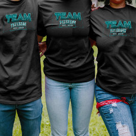 Camiseta Team Teal Family Crew Custom Name Sports Black