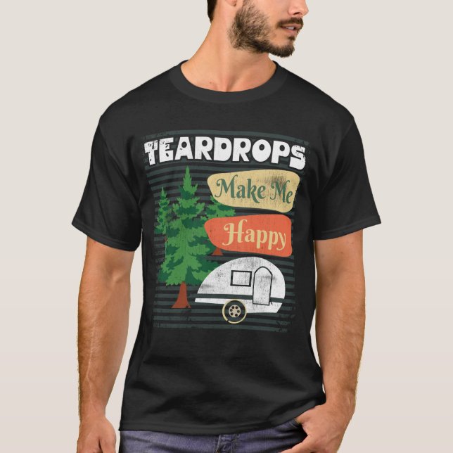 Camiseta Teardrop Trailers Me Faz Feliz Campanha Retro (Frente)