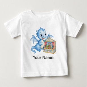 Camiseta Teatro de Fantoches de Dragão Azul Fofo Personaliz
