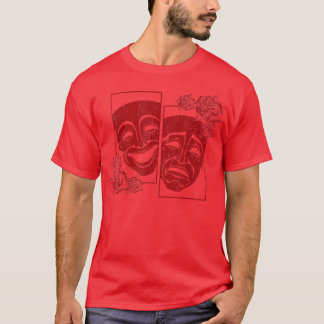Camiseta Teatro Mask Drama Comedy Soft Grunge Rosas vermelh