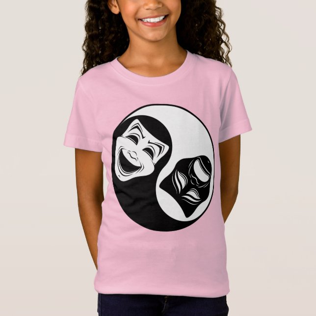 Camiseta Teatro Yin Yang Design - Máscaras de Comédia e Tra (Frente)