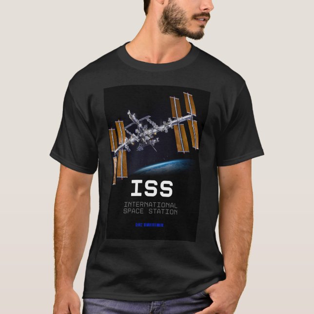 Camiseta Tech Mens - estação espacial internacional ISS - p (Frente)