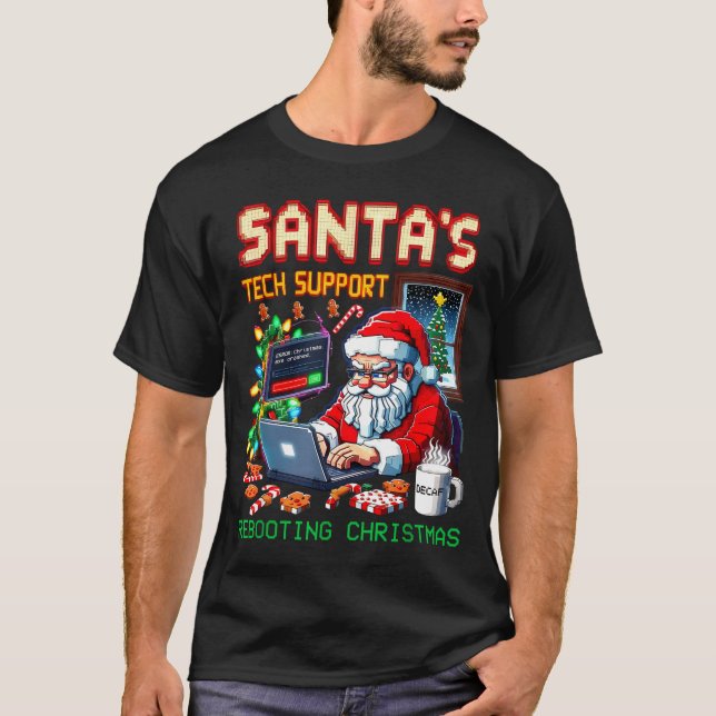 Camiseta Tech Pixel Support Santa's Rebooting (Frente)