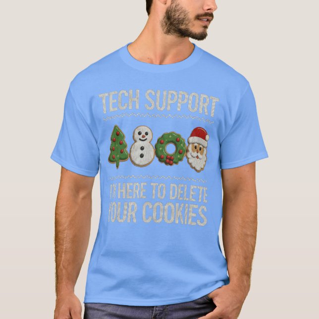 Camiseta Tech Support Christmas Here to Delete Cookies Xmas (Frente)