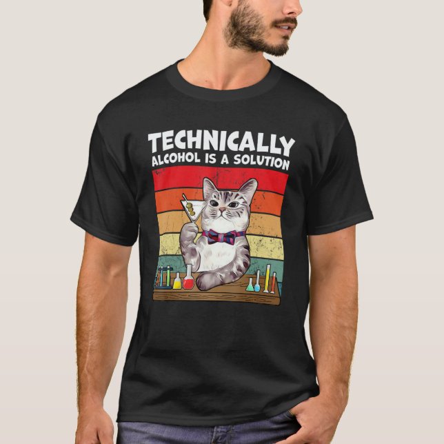 Camiseta Technically Alcohol Is Solution  Cat (Frente)