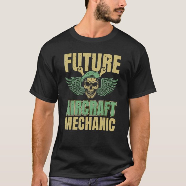 Camiseta Technician Skull  Engineer Aircraft Mechanic 1 (Frente)
