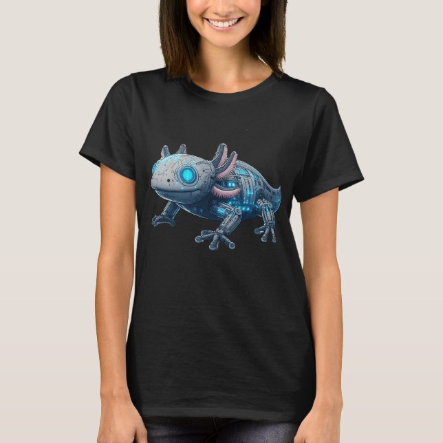 Camiseta Techno Axolotl - Design de Robô Fofo (Frente)