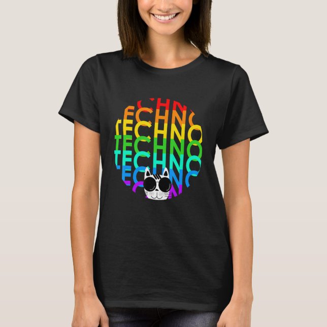 Camiseta Techno Cat Dub Step Eletro Music Synthesizer (Frente)
