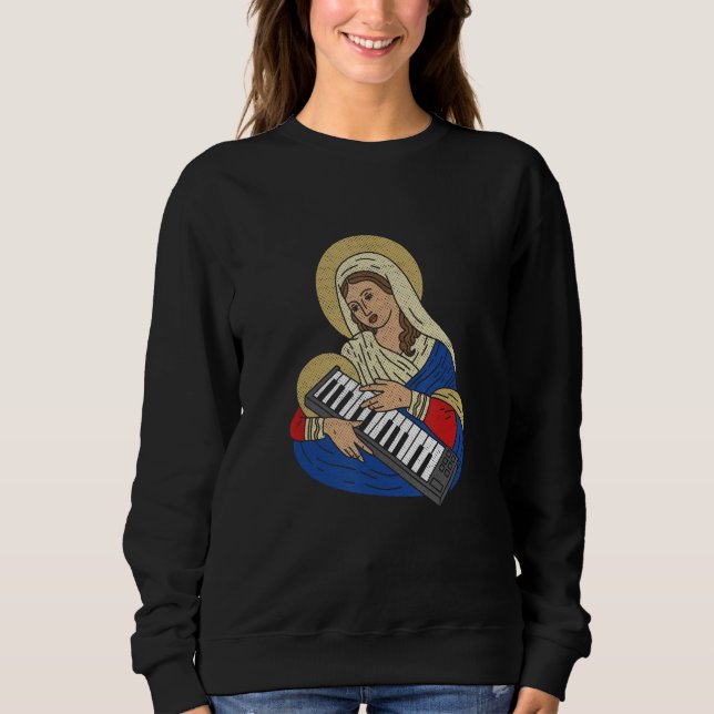 Camiseta Techno DJ Virgin Mary With A Synthesizer 80s Audio (Frente)