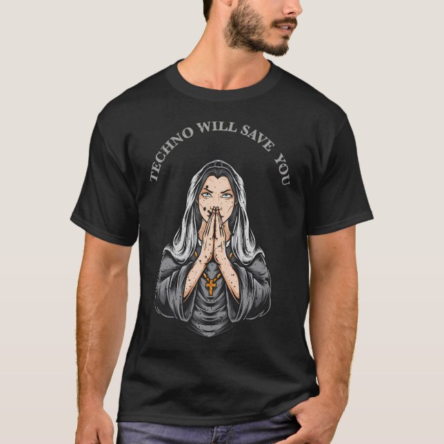 Camiseta Techno vai te salvar, presente para djs de música  (Frente)