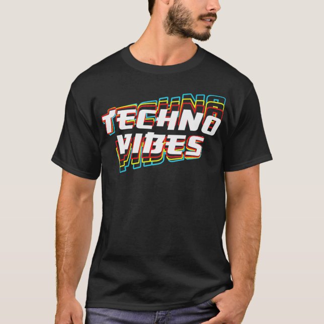 Camiseta Techno Vibes Raver DJ Festival EDM Premium (Frente)