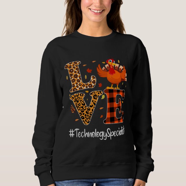 Camiseta Technology Specialist Love Thanksgiving Leopard Tu (Frente)