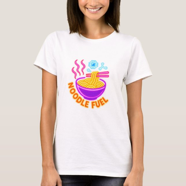 Camiseta Techy Glow Noodle Fuel Ramen Bowl (Frente)