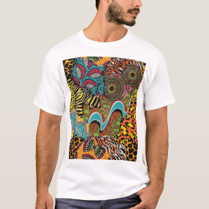 Camiseta Tecido Africano: Patchwork para animais selvagens.