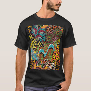 Camiseta Tecido Africano: Patchwork para animais selvagens.