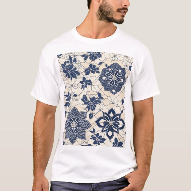 Camiseta Tecido de Impressão de Design de Padrão Japonês Tr (Frente)